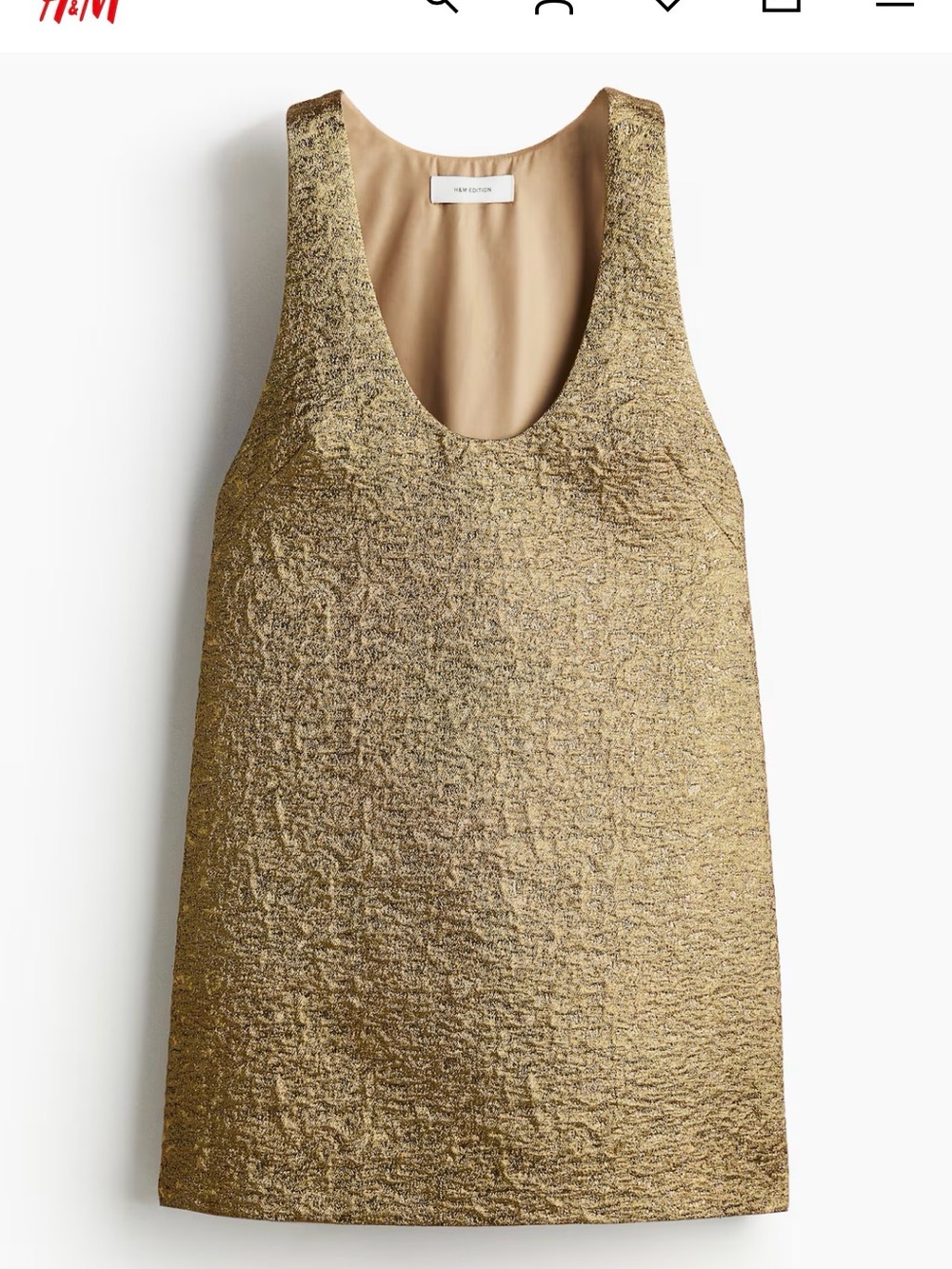 H&M Metallic Gold Textured Scoop Neck Tank